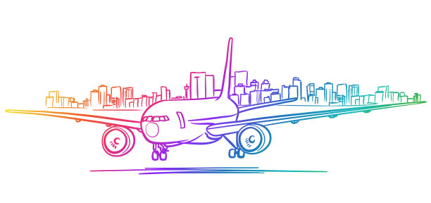 飞机停飞，城市风景彩虹图片下载