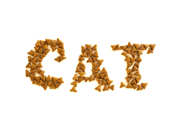 干猫粮以字母cat的形式，孤立在白色背景上。宠物健康食品概念。图片下载