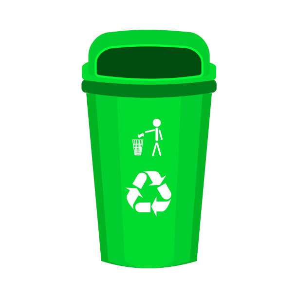 绿色回收箱，有回收标志图片下载
