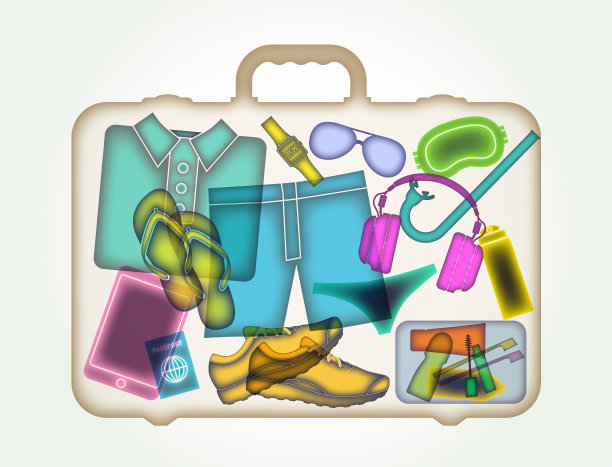 男士度假行李箱的x光照片图片下载