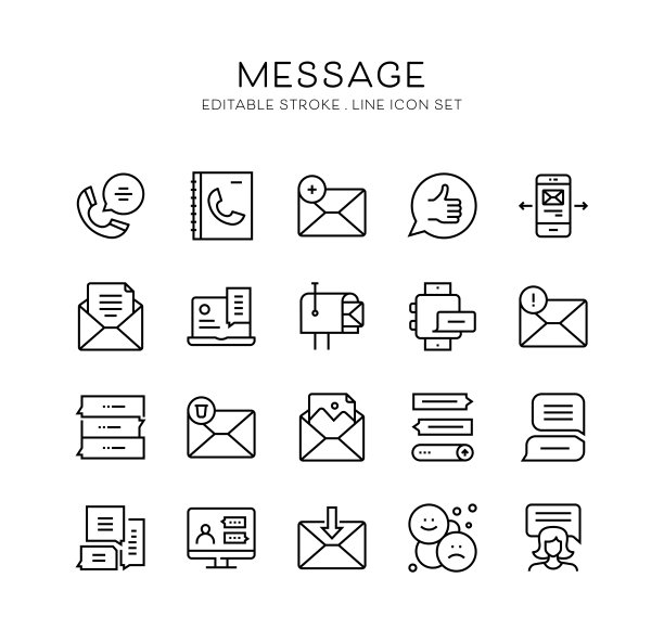 消息，语音气泡，来电，短信，邮件，文本表情符号图标图片下载