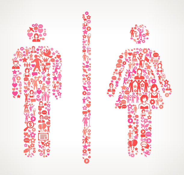 男女浴室标志女性权利和女性赋权图标模式图片下载