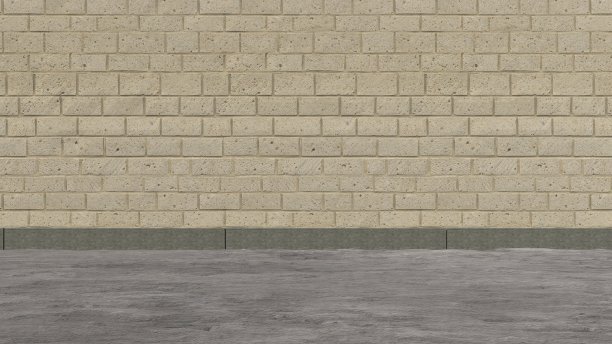室外混凝土地面支撑砖墙空间抽象街道现代三维渲染背景设计材料图片下载