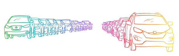街道两旁的汽车彩虹图片下载