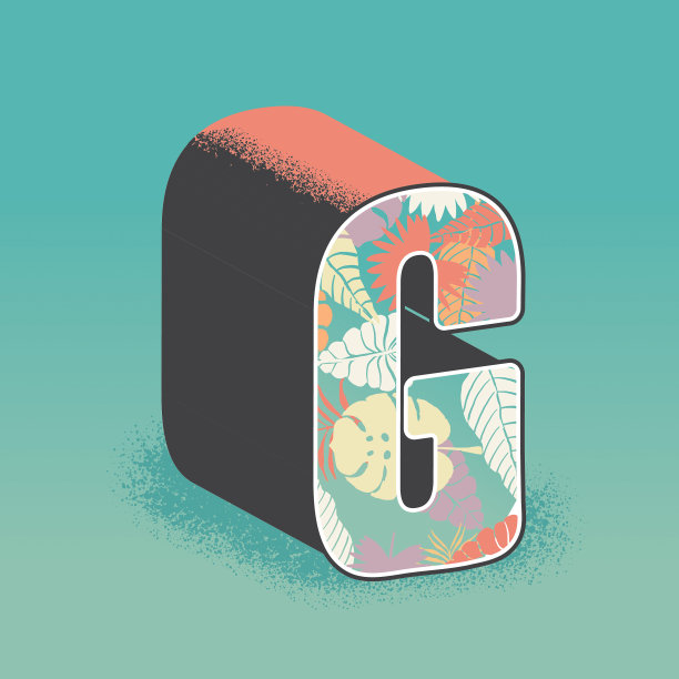 热带花卉旅游明信片G字母设计图片下载