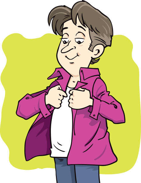 一个男人在衬衫袖子上扣扣子的插图图片下载