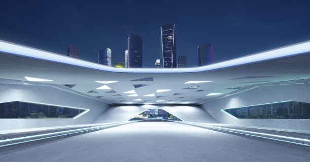 三维空混凝土地板和屋顶室内建筑采用三角形元素设计图片下载