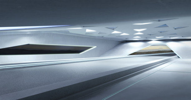 三维空沥青道路和屋顶建筑与三角形元素设计图片下载