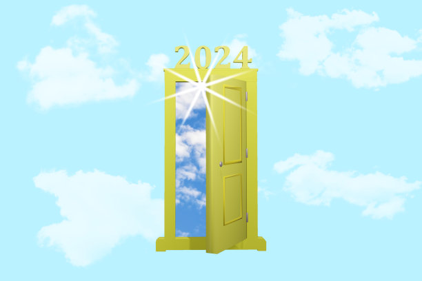 2024黄色的大门向蓝天敞开。图片下载