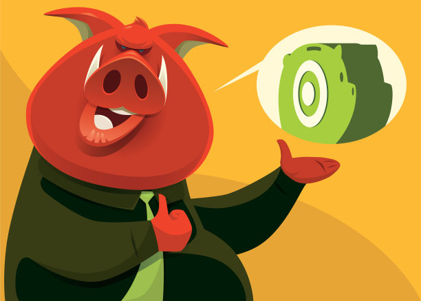 商人公猪赠送储蓄罐图片下载