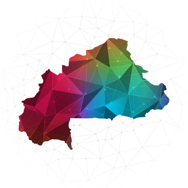 布基纳法索地图-抽象多边形矢量插图低多边形彩色风格梯度图形图片下载