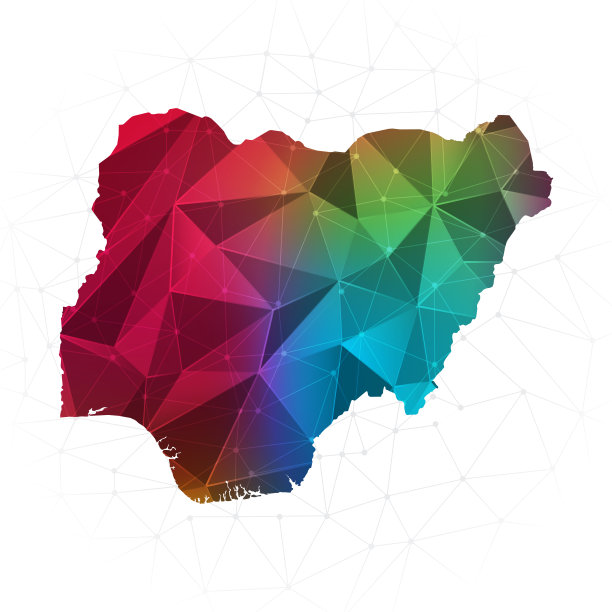 尼日利亚地图-抽象多边形矢量插图低多边形彩色风格梯度图形图片下载