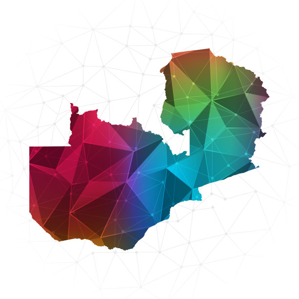 赞比亚地图-抽象多边形矢量插图低多边形彩色风格梯度图形图片下载