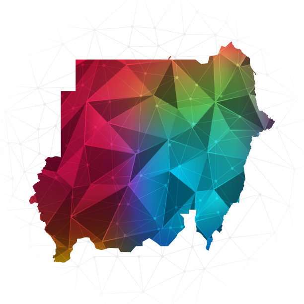 苏丹地图-抽象多边形矢量插图低多边形彩色风格梯度图形图片下载