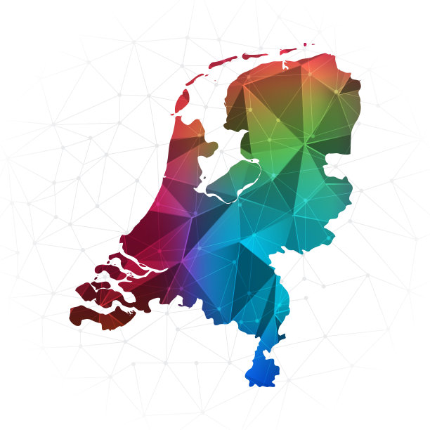 荷兰地图-抽象多边形矢量插图低多边形彩色风格梯度图形图片下载