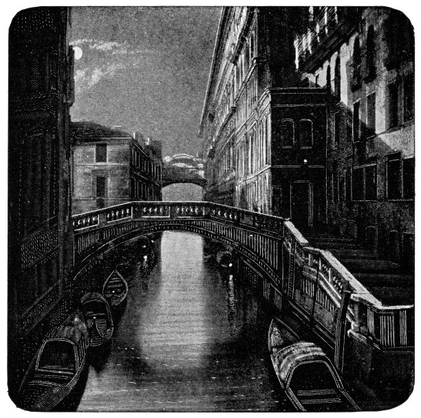 意大利威尼斯卡纳雷乔运河上的卡诺尼卡桥和叹息桥——19世纪图片下载