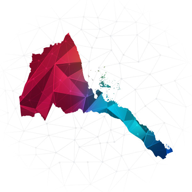 厄立特里亚地图-抽象多边形矢量插图低多边形彩色风格梯度图形图片下载