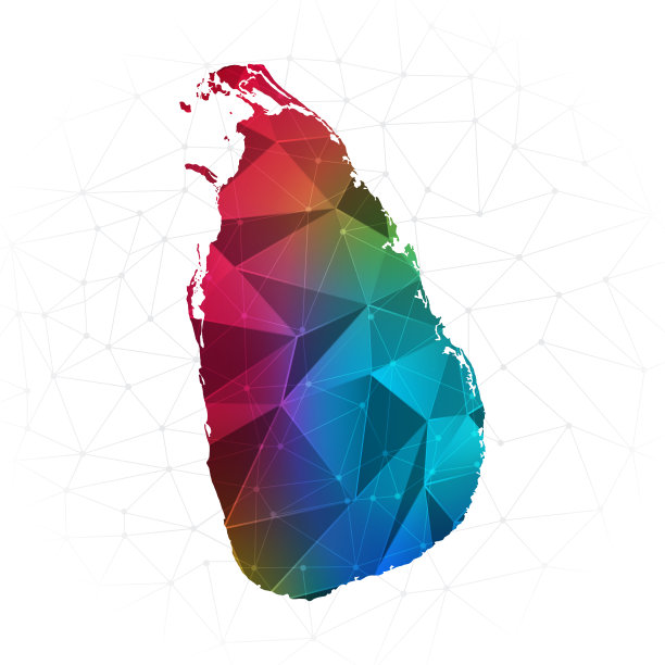 斯里兰卡地图-抽象多边形矢量插图低多边形彩色风格梯度图形图片下载