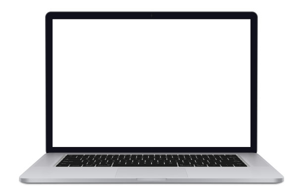笔记本电脑。笔记本电脑或笔记本电脑前视图。现实的笔记本电脑模型与阴影，隔离在白色背景-股票矢量。图片下载
