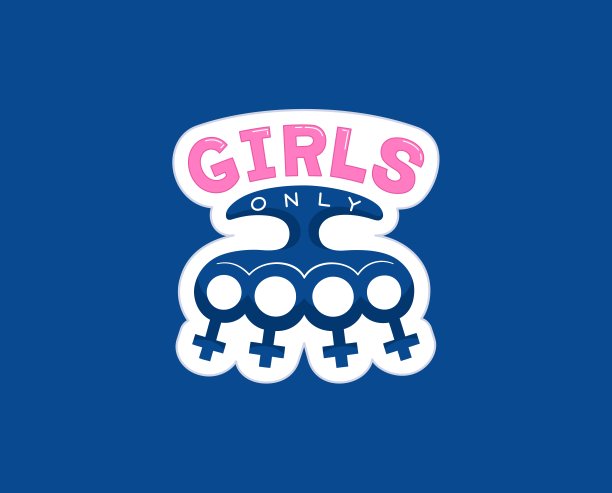 积极口号的趣味标签女孩矢量设计图片下载