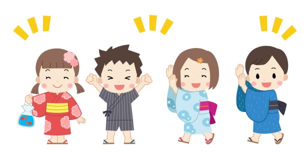 儿童在夏季节日和烟花的插图图片下载