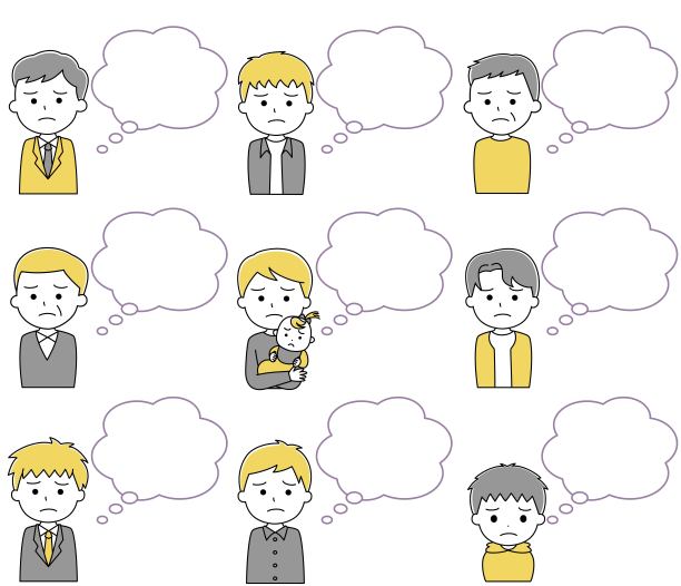 表情困扰并带有对话气泡的男人插画集图片下载