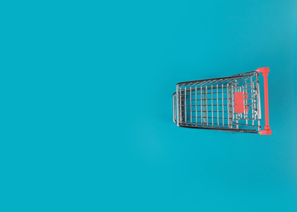 采购产品购物篮，购物车，购物车，空推车，超市推车与复制空间图片下载