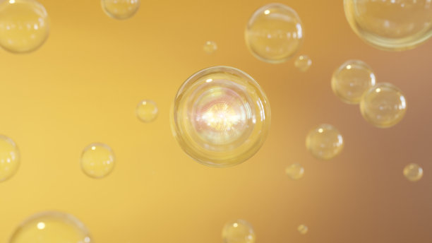 在散焦背景上3D渲染化妆品血清气泡。图片下载