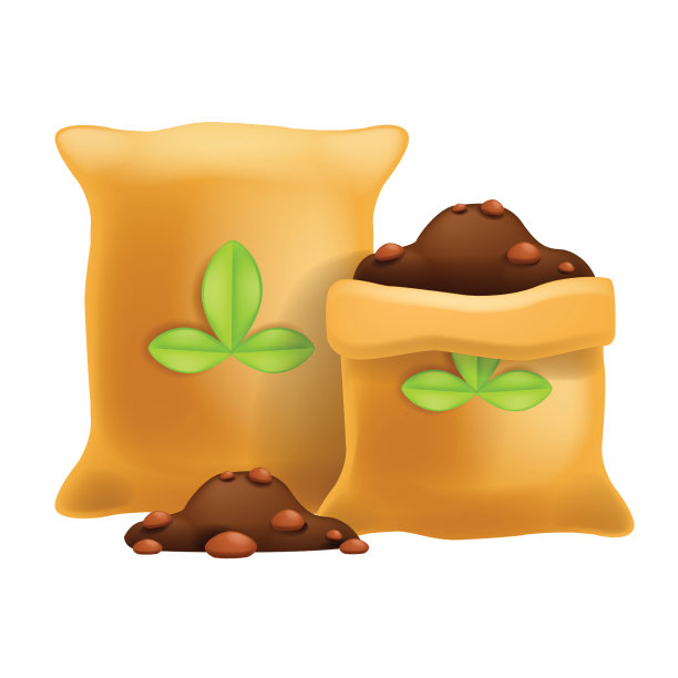 三维肥料袋图标，矢量花土，花园土插图，生态地面矿物NPK。图片下载