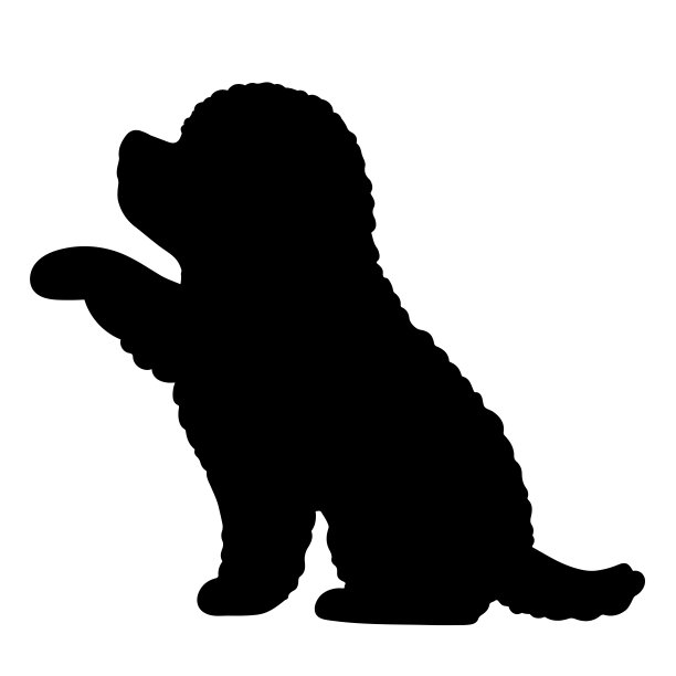 玩具贵宾狗的剪影在握手图片下载