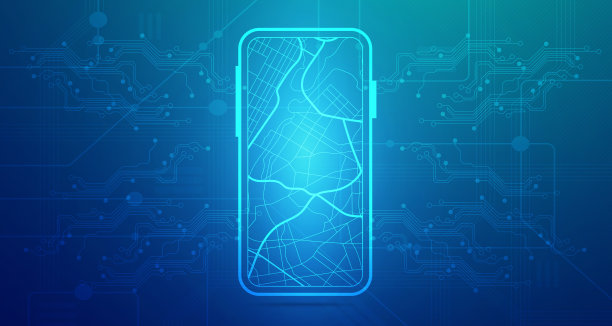 摘要数字智能手机地图GPS技术未来蓝绿色背景，网络科学技术，通信未来，Ai大数据，互联网网络连接，云高科技插画向量图片下载