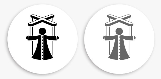 木偶黑白圆形图标图片下载