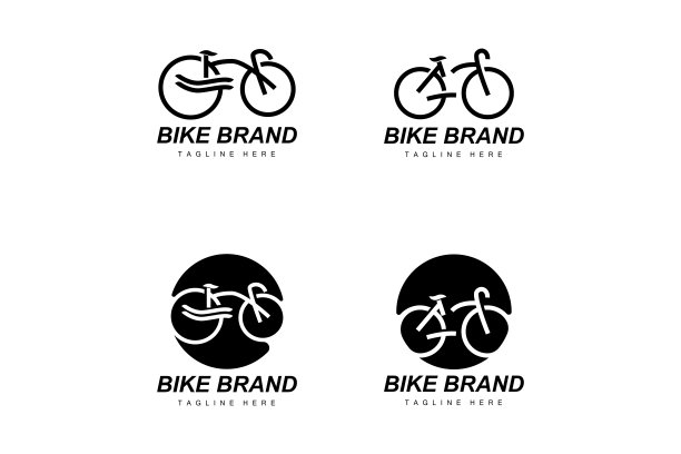自行车的标志。自行车运动分支矢量，简单的极简主义交通设计，模板，轮廓图片下载