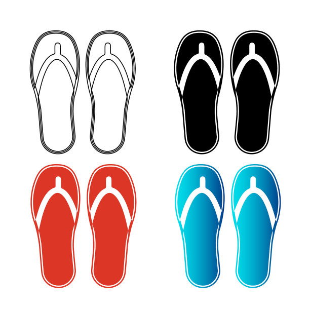 抽象拖鞋剪影插画图片下载