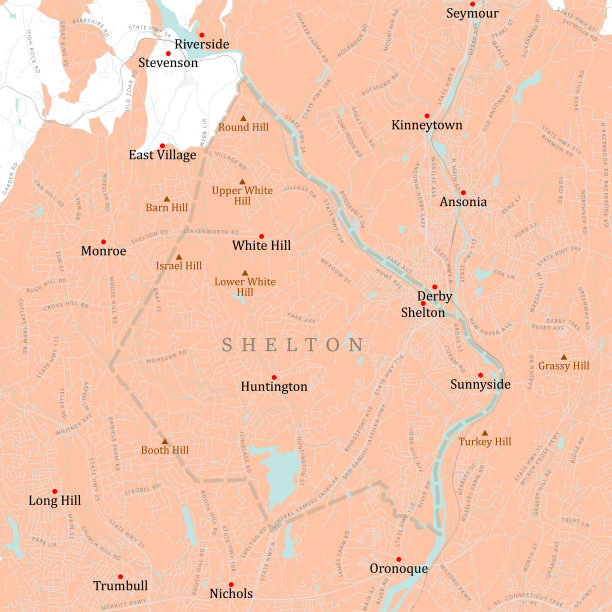 CT费尔菲尔德谢尔顿矢量路线图图片下载