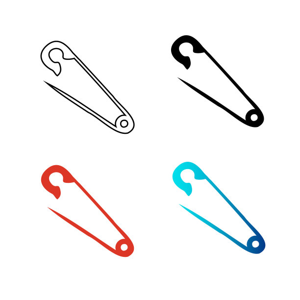 抽象安全别针轮廓插图图片下载