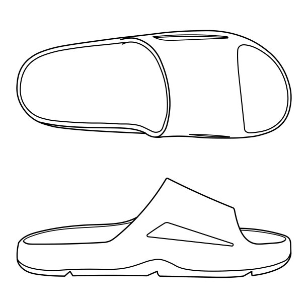人字拖男式凉鞋。正面和正面，轮廓矢量涂鸦插图。人字拖男式凉鞋。正面和正面矢量涂鸦插图。图片下载