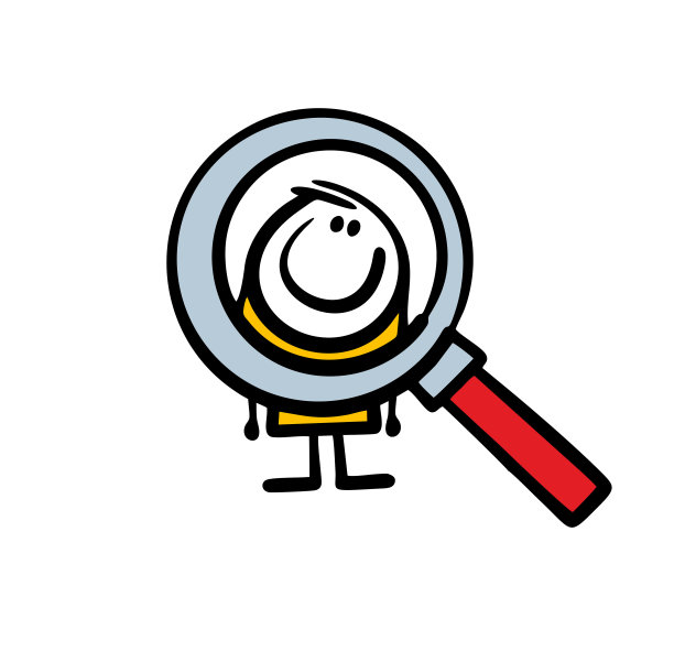 我们通过放大镜观察这个小棍子人。一个微观的人的矢量插图和放大在解剖学课。图片下载