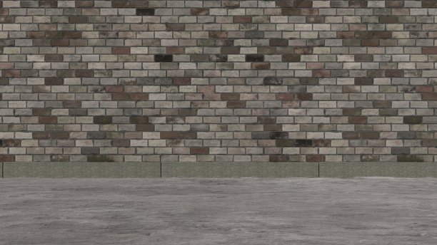 室外的混凝土地面和砖墙给人强烈的印象空间抽象街道现代三维渲染背景设计材料图片下载