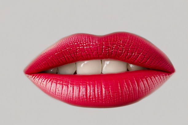 红唇孤立于白色图片下载