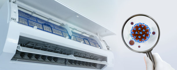 放大镜里的病毒空调里的空气过滤器里的灰尘和污垢图片下载