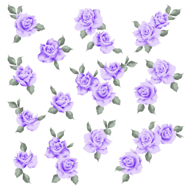 玫瑰材料的集合是纺织设计的理想选择，图片下载