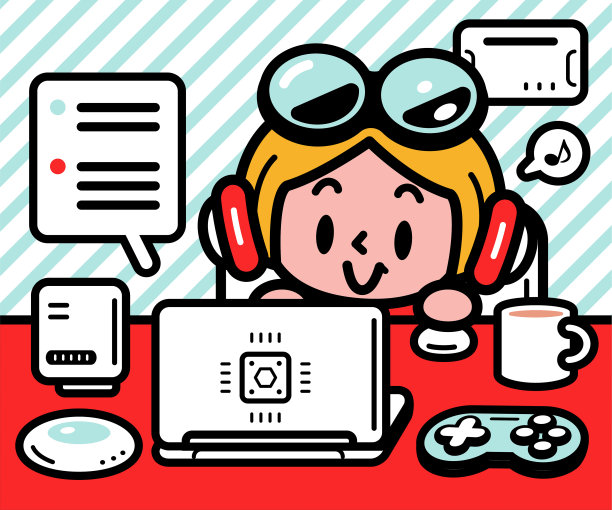 可爱的小孩坐在桌旁使用笔记本电脑与AI聊天图片下载