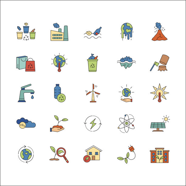 全球变暖线图标设置。可编辑的中风图片下载