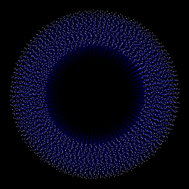 在复制空间周围形成烟火形状的发光纤维图片下载
