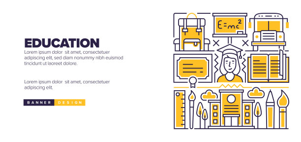 教育概念登陆页，网站横幅设计，在线广告，广告和营销材料图片下载