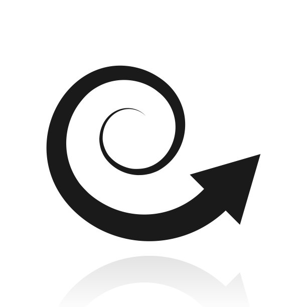 螺旋箭头。白色背景上反射的图标图片下载