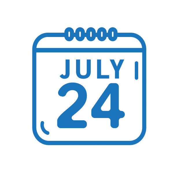 夏季7月24日日历日期轮廓线艺术平面图标图片下载