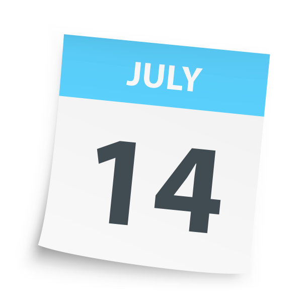 7月14日-白色背景上的每日日历图片下载
