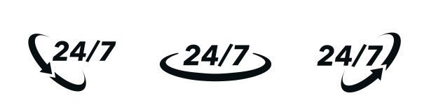 24 . 7图标集。24小时服务每周7天，每天24小时开放。简单的插图集24-7元素，可用于徽标，ui和网页设计。全天候服务理念。矢量插图。图片下载